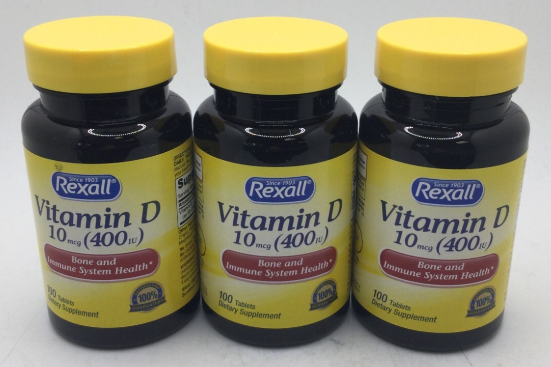 Rexall Vitamin D 10 mcg Tablets, 100 Tablets Ea, EXP 04/2027 (3PK)