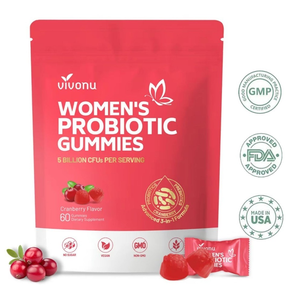 Cranberry Probiotic Gummies – 60/pack, for Body Odor, Women’s Health & Balance