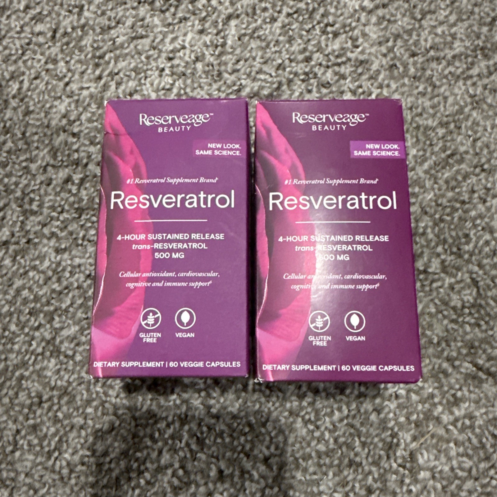 2X ReserveAge Resveratrol 500mg Anti-Aging Capsules 120ct Total  Exp 09/2026+