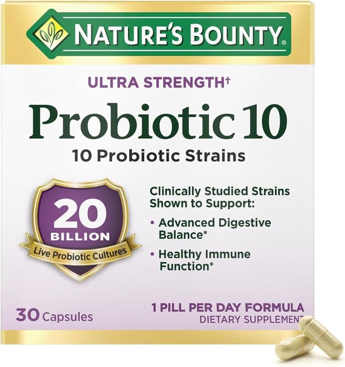 Nature’s Bounty Probiotic 10 Ultra Strength 30 Ct – Digestive & Immune Support