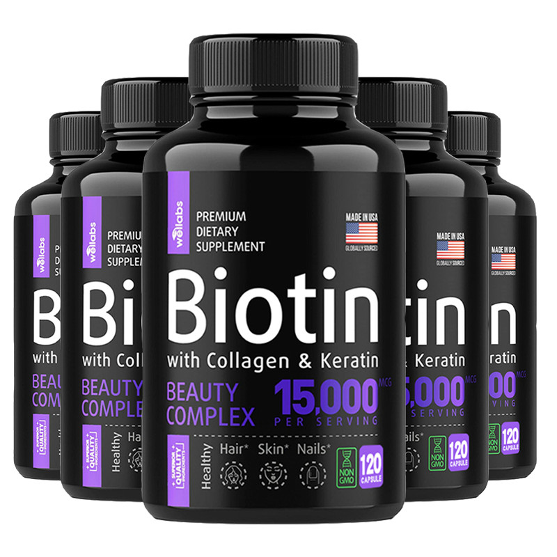 Biotin Collagen Supplements for Hair Skin Nails Health Vitamins 120 Capsules