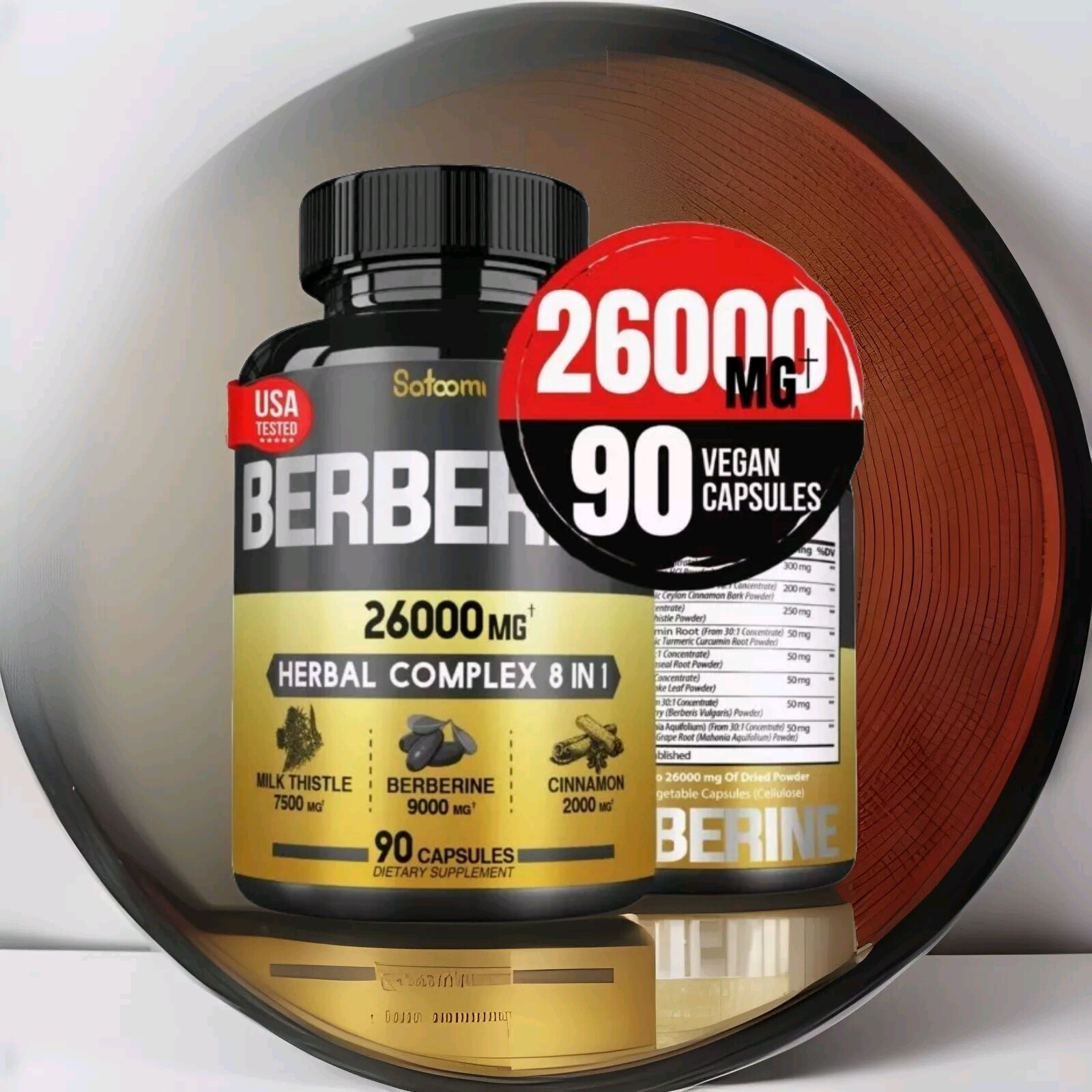 Berberine Supplement Premium 26000mg Complex 8 in 1  (90 Caps) 30:1 Concentrate