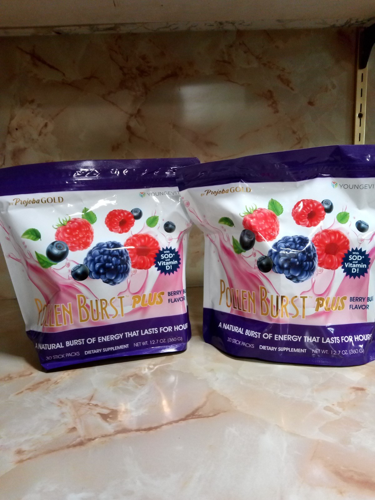 Youngevity Pollen Burst Plus Berry  SOD & Vit D energy nutrients (2PK) 30 sticks