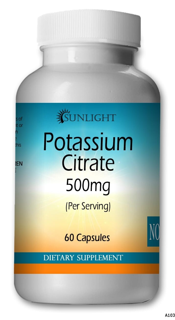 Potassium Citrate 500mg – Sealed Bottle | Non-GMO | Ships from United States