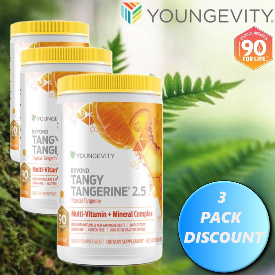 Youngevity Dr. Wallach Beyond Tangy Tangerine BTT 2.5 Canister 3pk