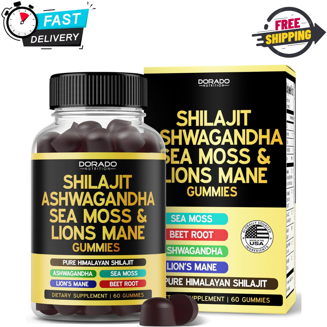 Shilajit Gummies with Sea Moss, Ashwagandha & Lions Mane for Men & Women