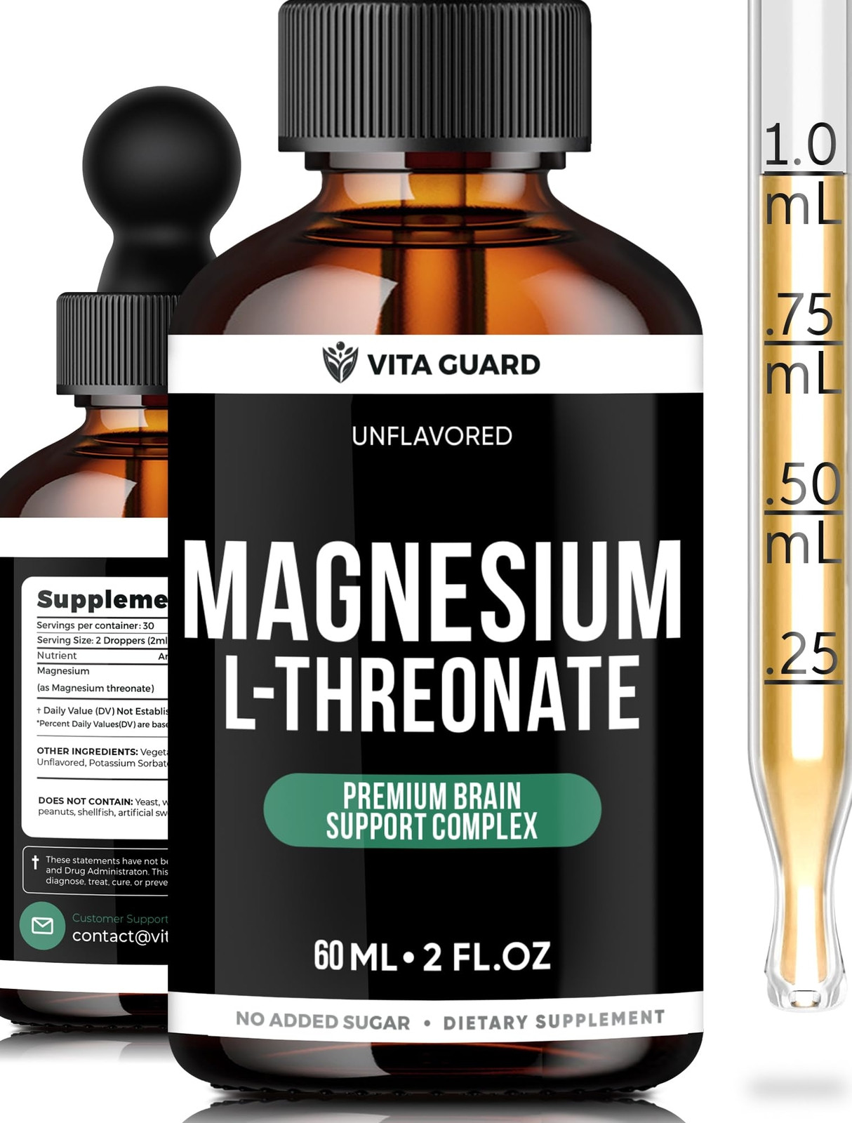 Vita Guard Magnesium L-Threonate Liquid Drops – 500Mg Ultra-Absorbab