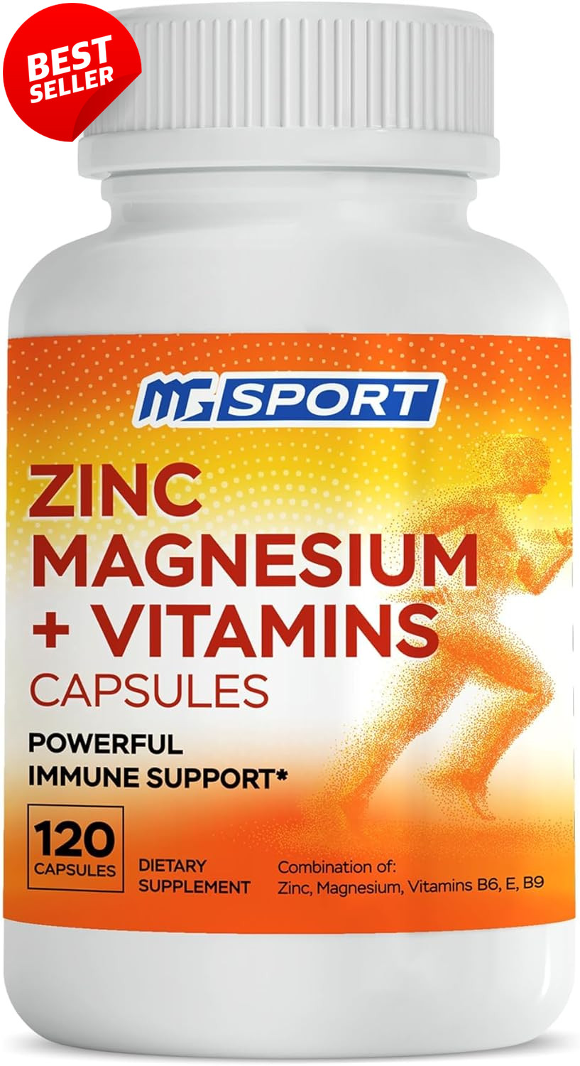 Magnesium Zinc Supplement Vitamins B6 B9 Immune Muscle Recovery 120 Caps US