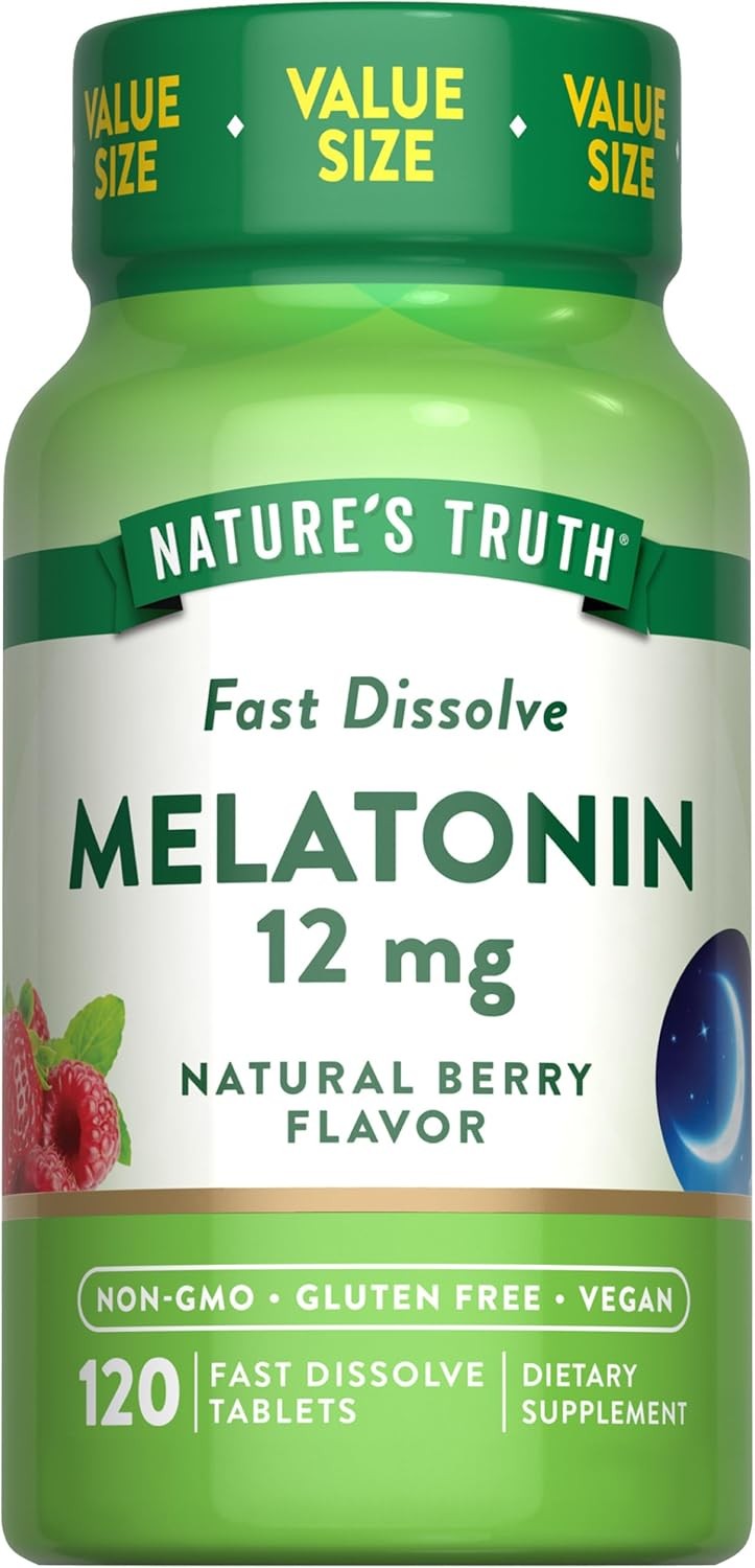 Melatonin 12mg | 120 Fast Dissolve Tablets | Vegan, Non-GMO| by Nature’s Truth
