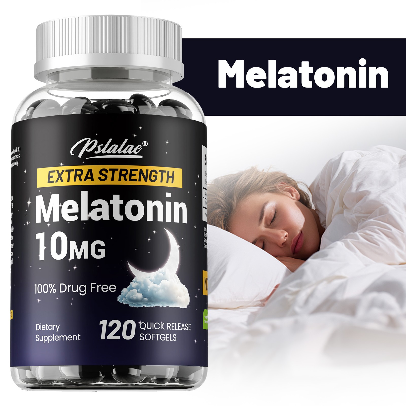Melatonin 10mg – Powerful Sleeping Aid,Deep Sleep,Improved Sleep Quality,Non-GMO