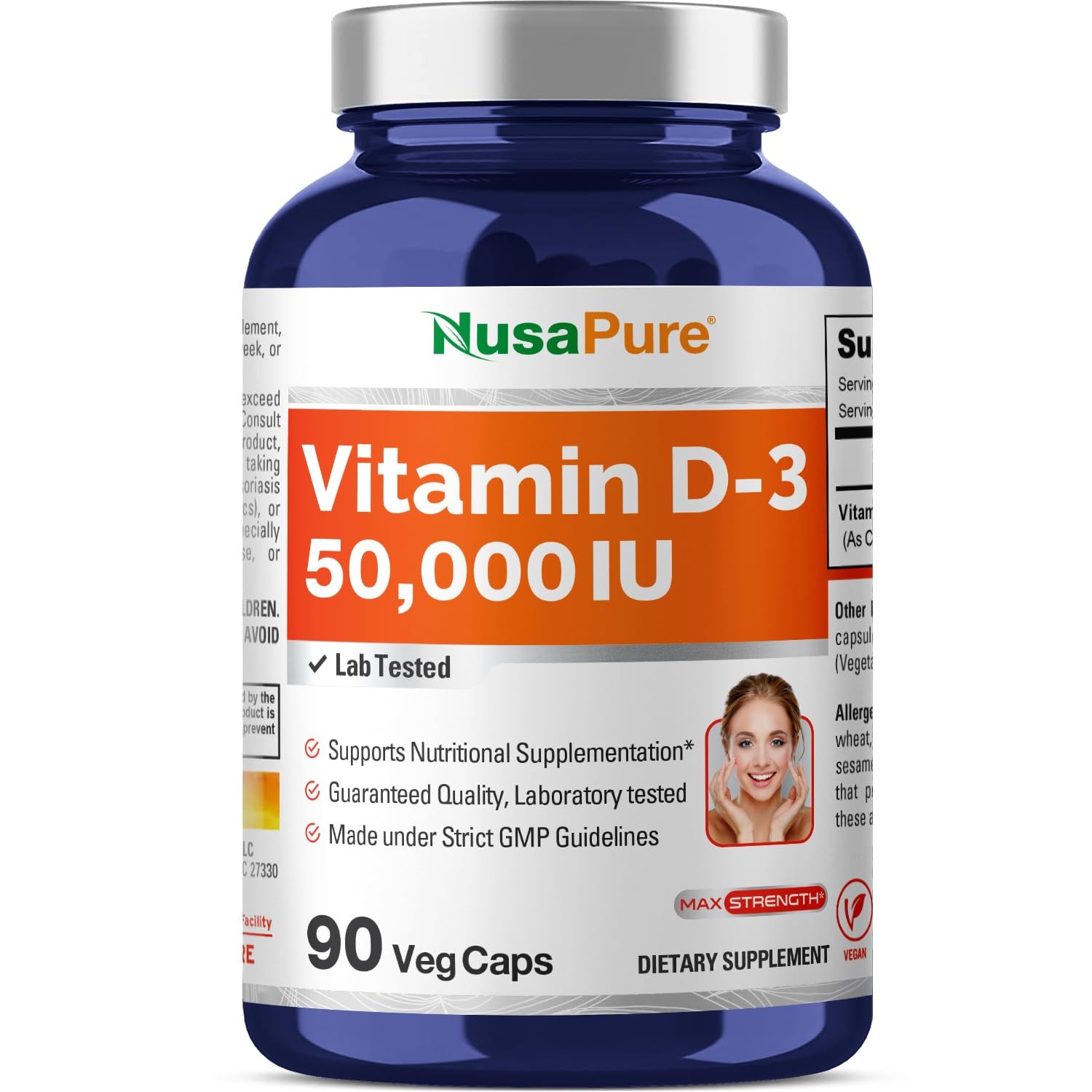 High-Potency Vitamin D3 50,000 IU – 90 Vegan Non-GMO Capsules