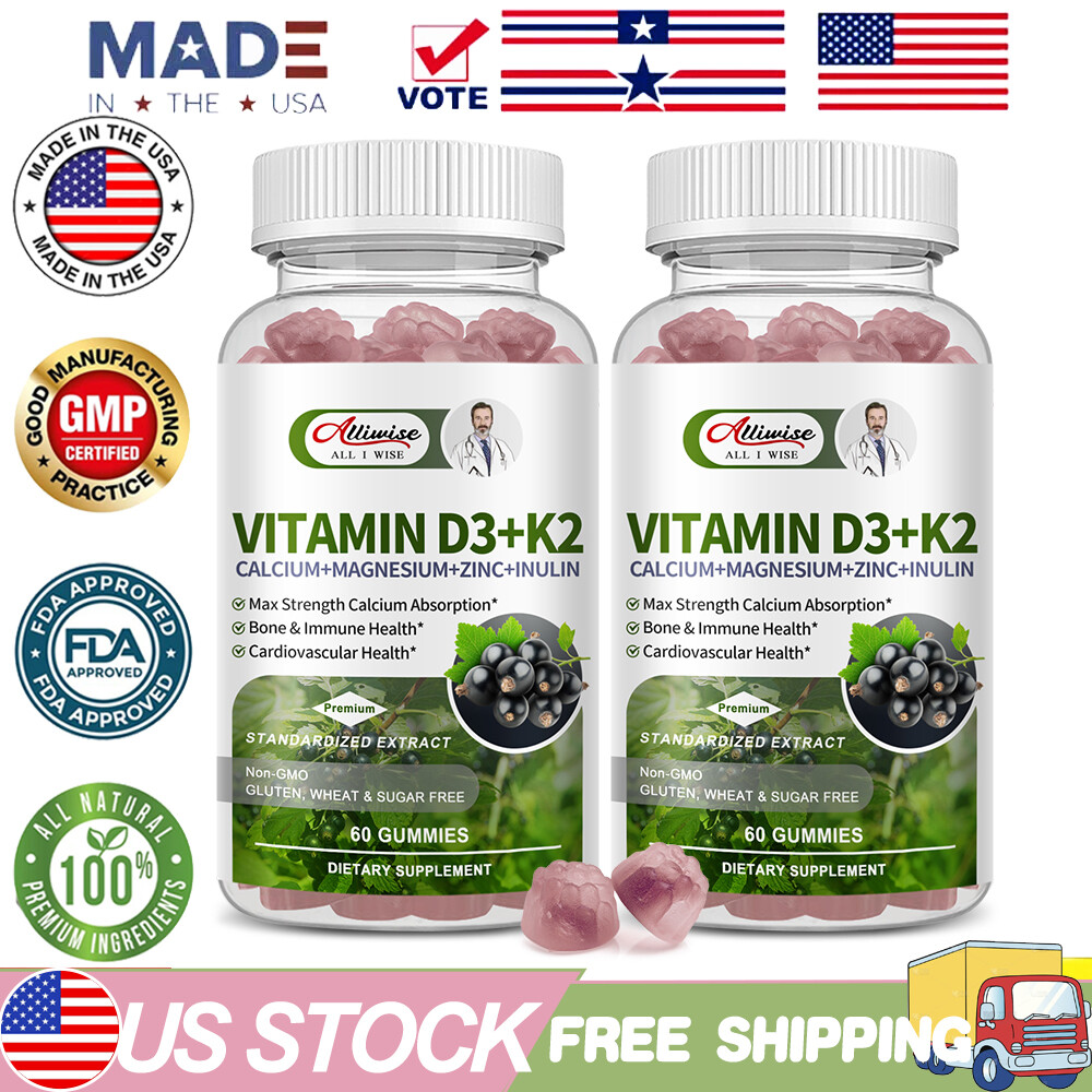 2 bottles Vitamin D3 K2 | Plant Based Vitamin K2 MK7 + Vegan D3 10000iu