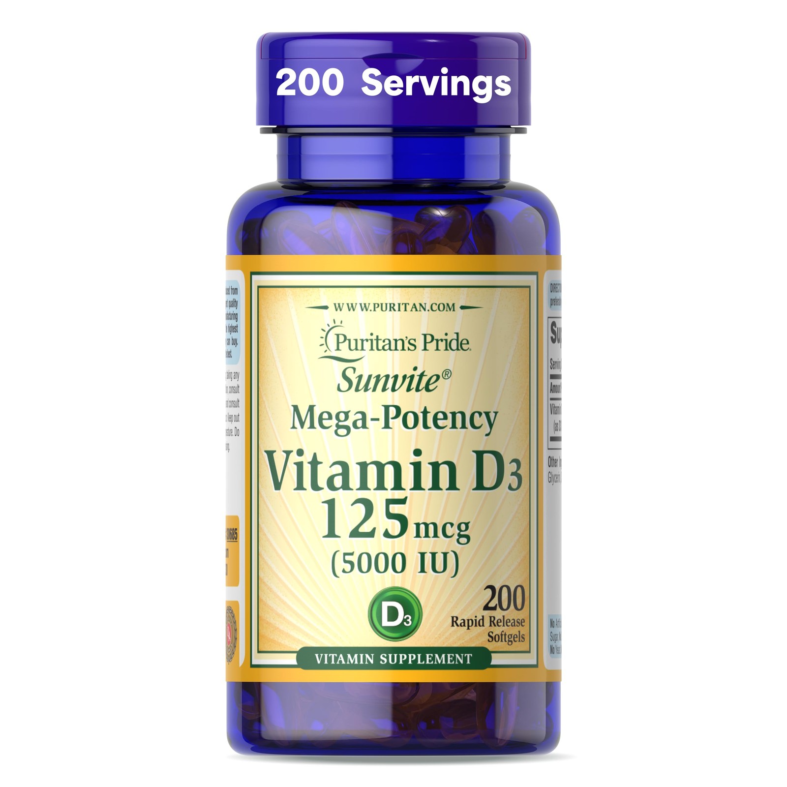 Vitamin D3 5000 IU Soft Gels, 0.3 Ounce