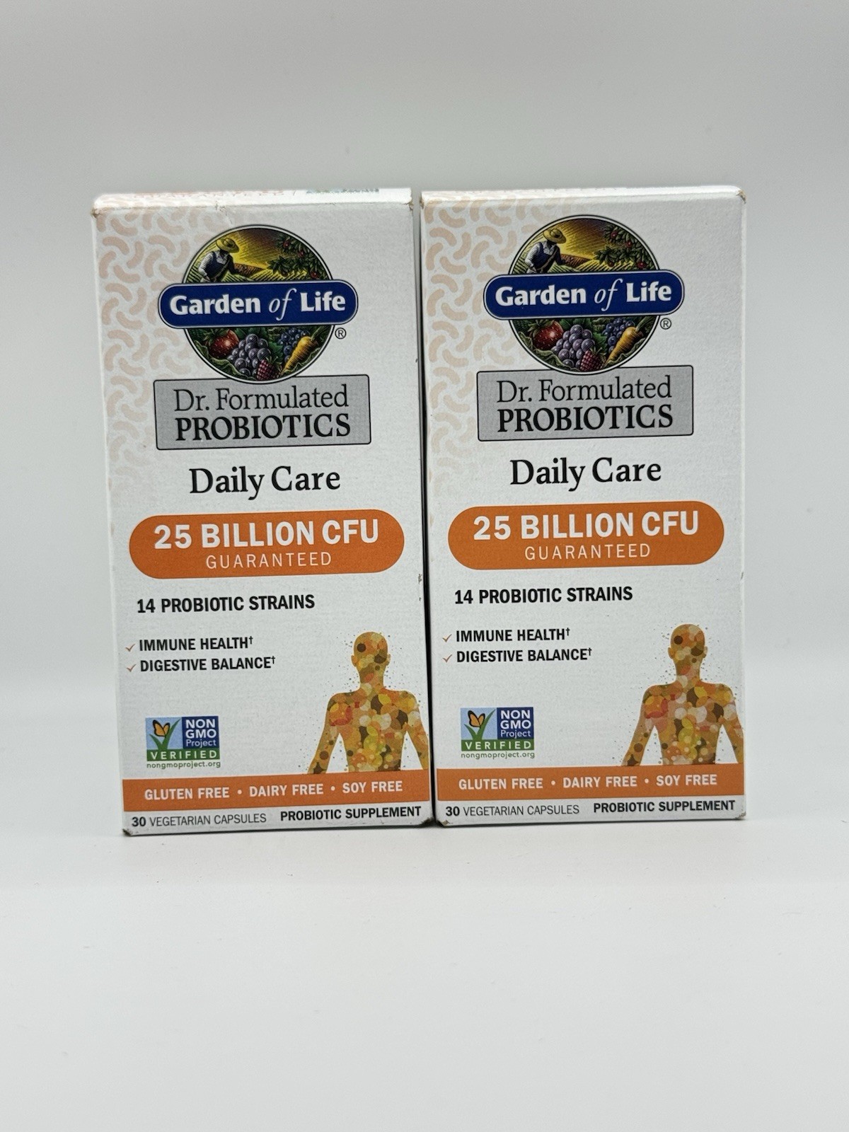 2 GARDEN OF LIFE DAILY CARE 25 BILLION CFU 14 STRAIN PROBIOTIC 30 X2 60 CAPSULES