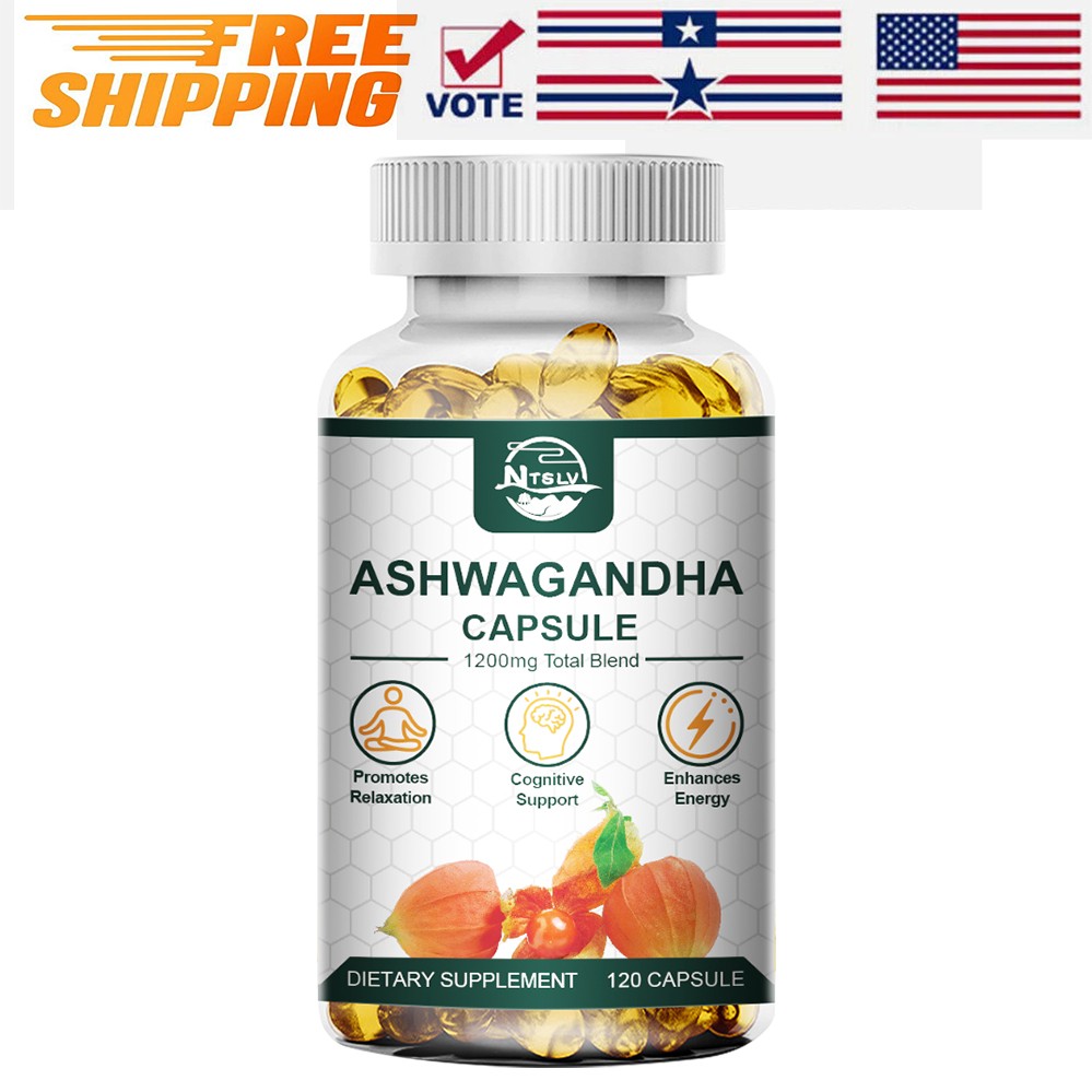120 Ashwagandha Capsule Stress Relief & Cortisol Balance with Alternative 1200mg