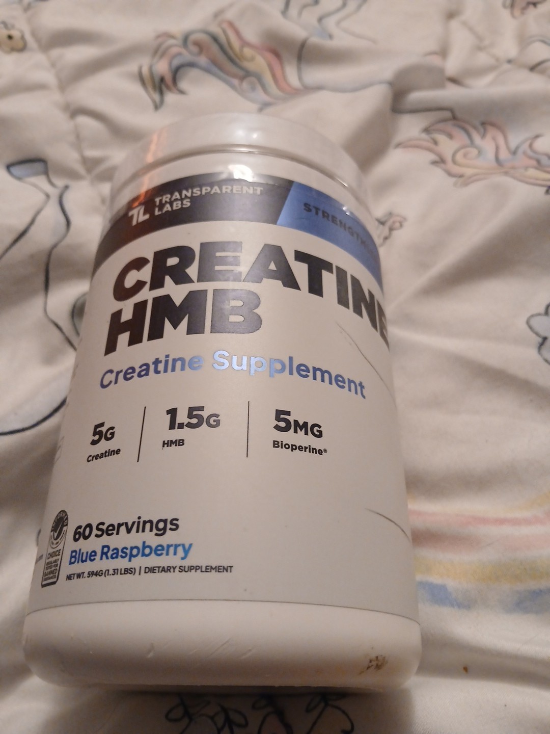 Creatine Monohydrate HMB Blue Raspberry Transparent Labs 60 servings Exp 1/27