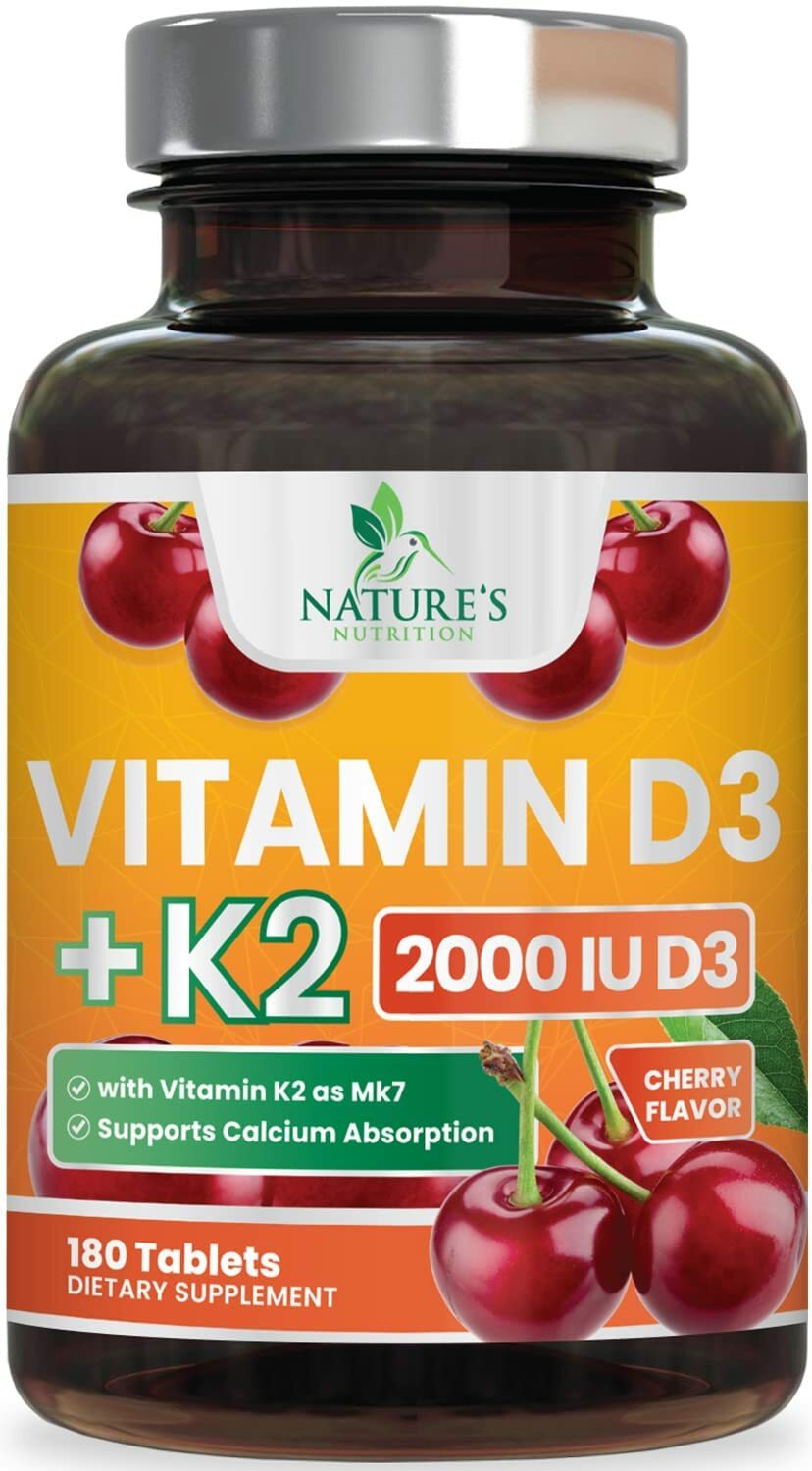 Vitamin D3 with K2 Supplement – High Potency Vitamin D Complex, Chewable