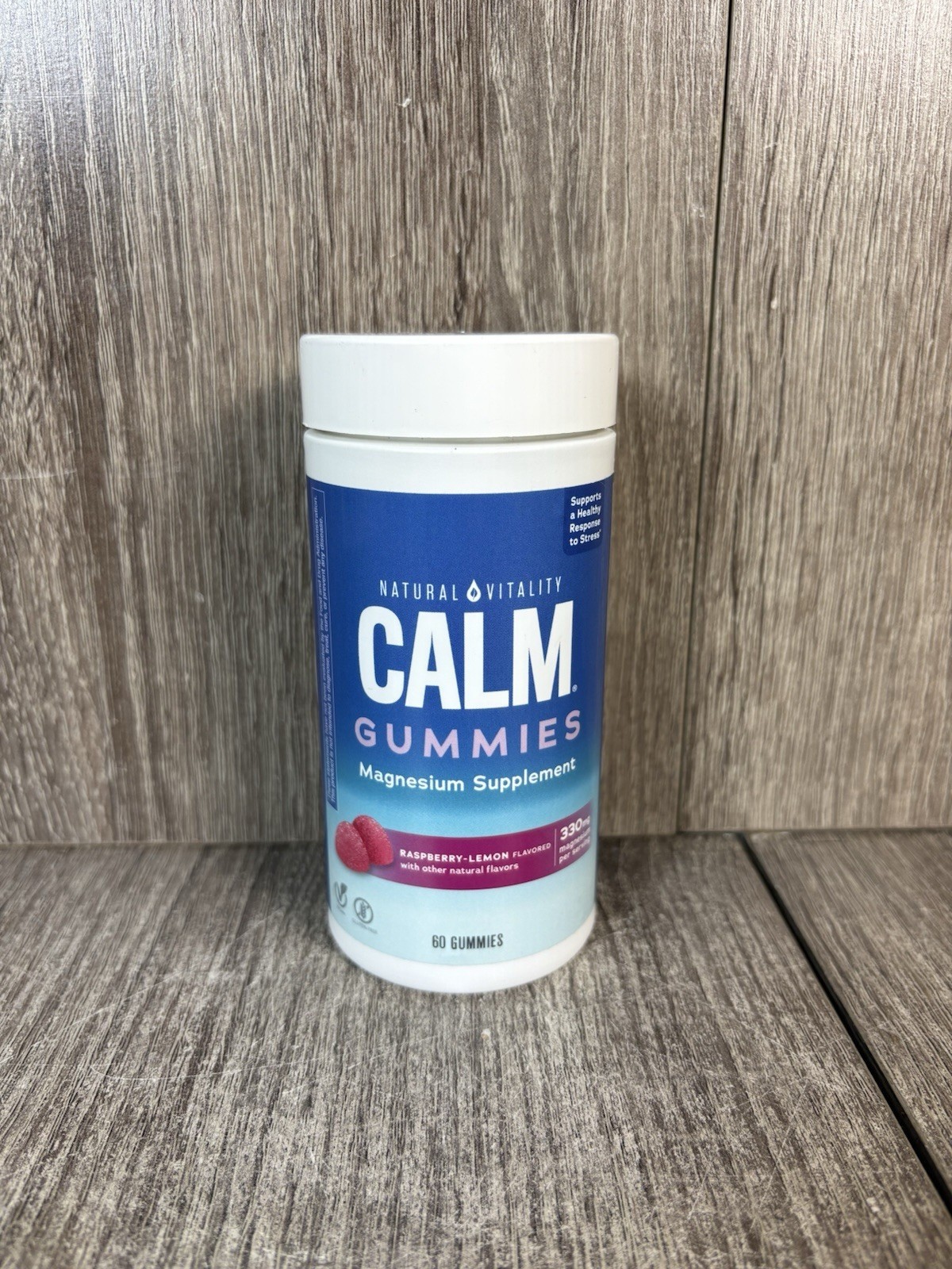Natural Vitality Calm Gummies Magnesium Supplement Raspberry-Lemon Exp 08/2026