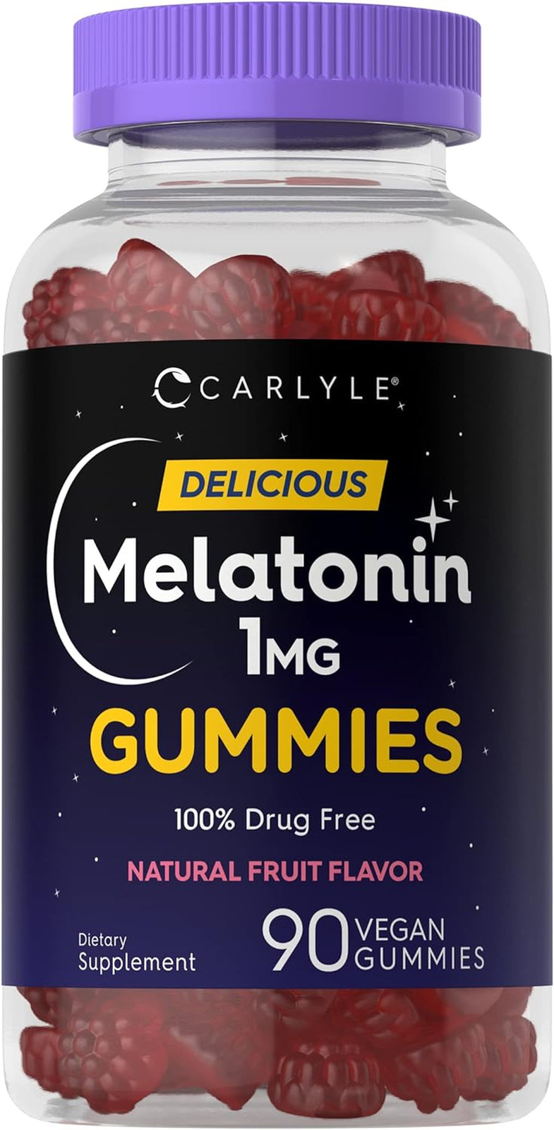 Melatonin Gummies 1 Mg 90 Count Fruit Flavor Vegan Non-Gmo Gluten Free exp 10/25
