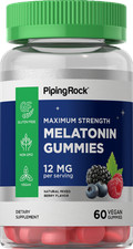 Melatonin Gummies 12mg | 60 Count | Vegan, Non-GMO, Gluten Free | by Piping Rock