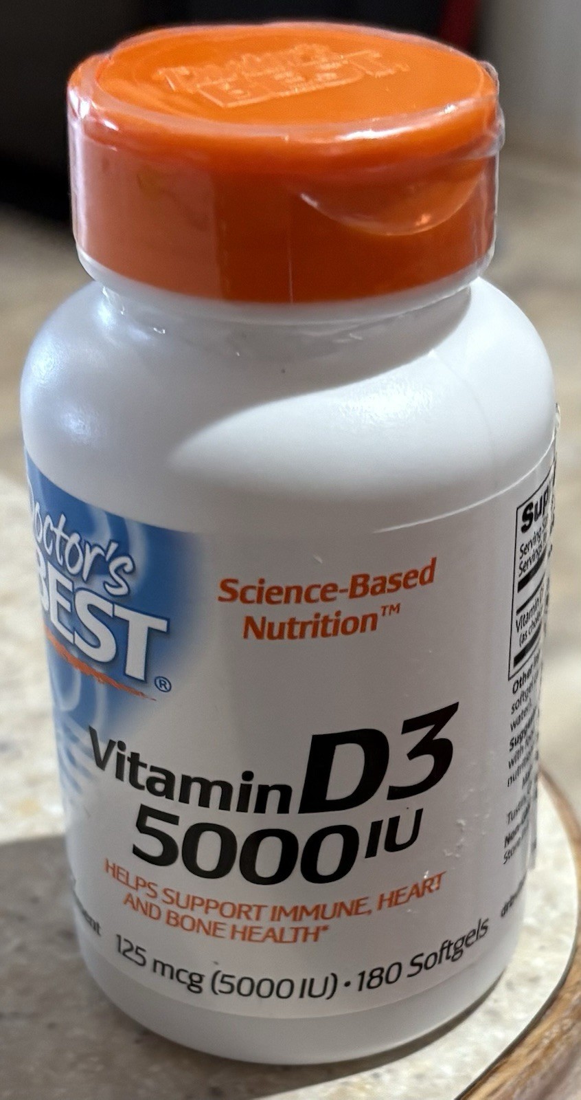 Vitamin D3, 5000 IU. 180 Gels