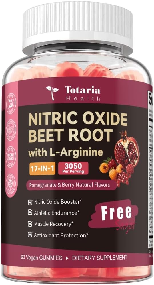 Nitric Oxide, Beet Root & L-Arginine Gummies- Gomitas de Remolacha Óxido Nítrico