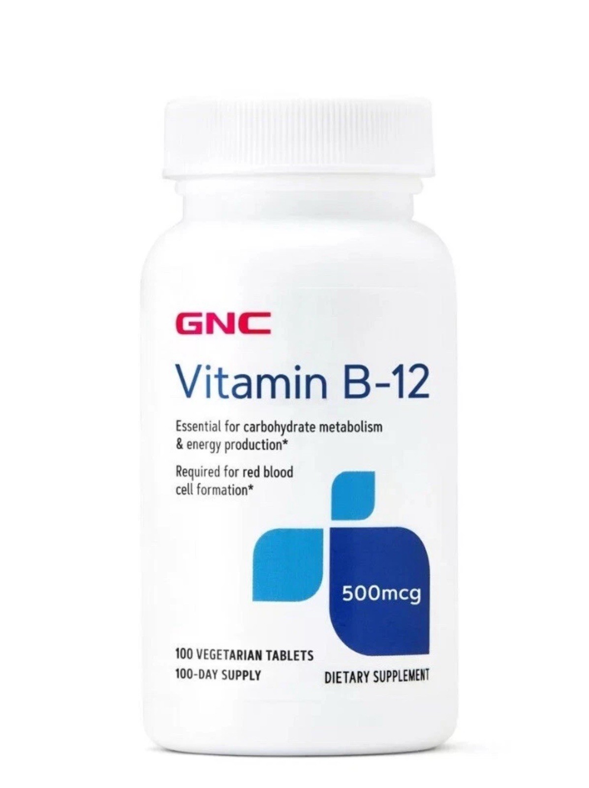 GNC Vitamin B-12 500mcg 100 Vegetarian Tablets
