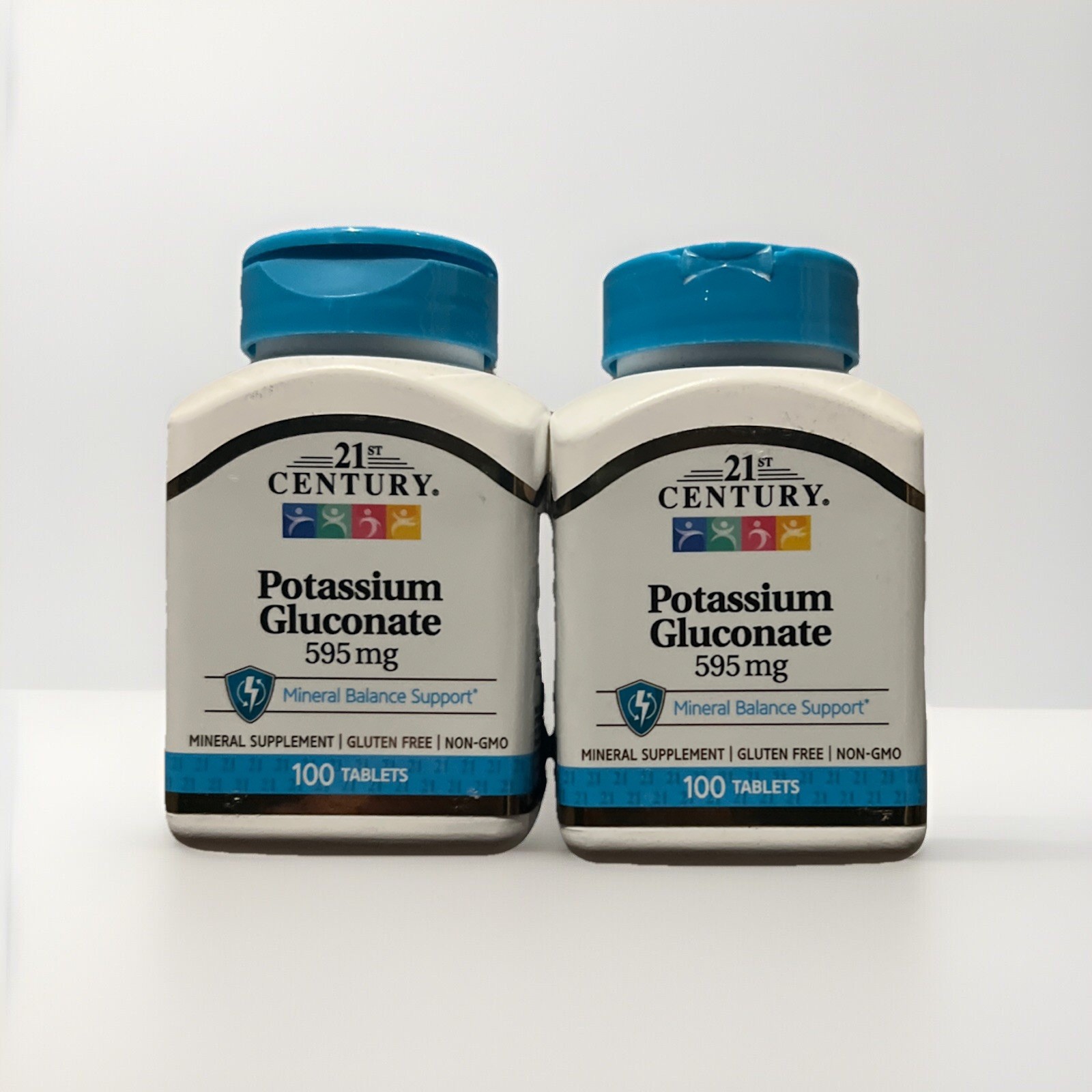2 Pack! 21st Century POTASSIUM GLUCONATE 595mg 100 Tablets Each