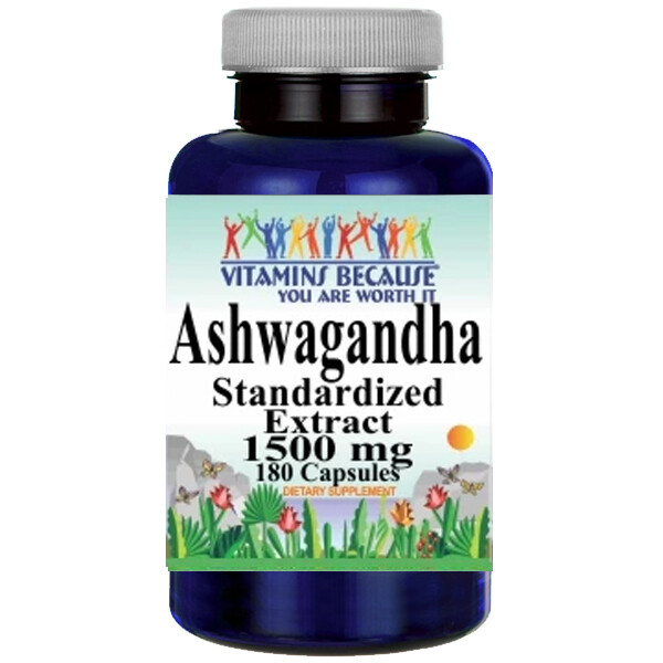 Ashwagandha 1500mg Standardized Extract 180 Caps Withania Somnifera Withanolides