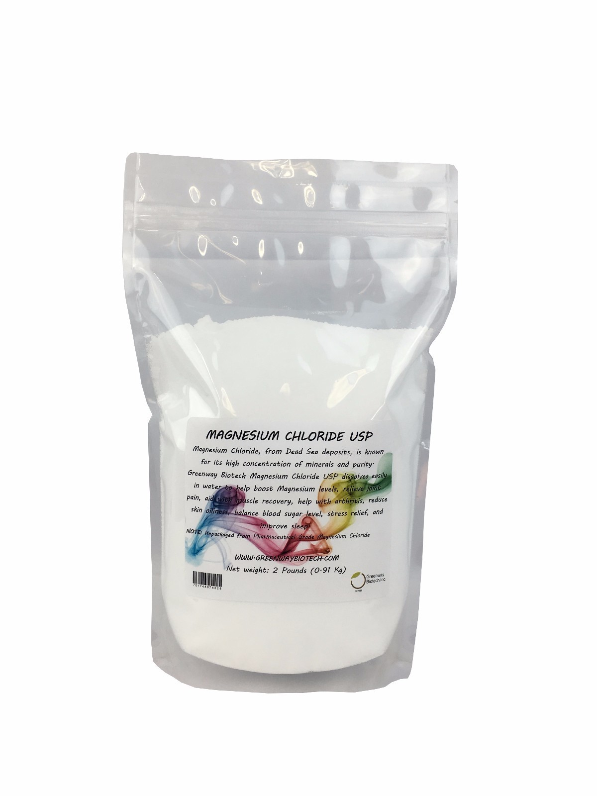 Magnesium Chloride Pharmaceutical Grade 100% Edible “Greenway Biotech” 2 Pounds
