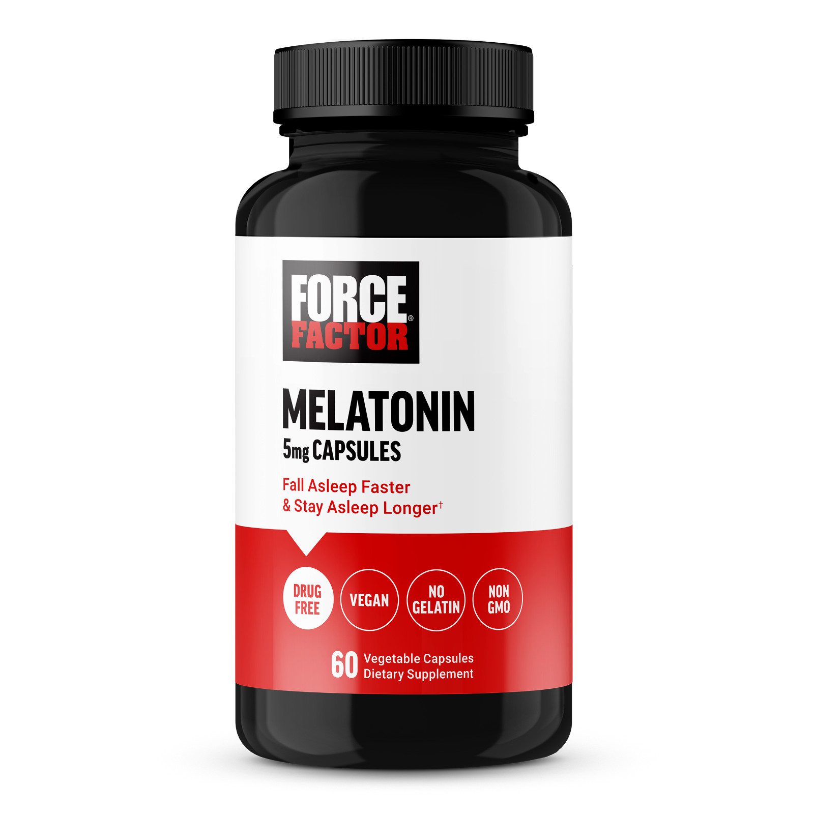 Force Factor Melatonin 5mg, Vegan, Non-GMO, 60 Vegetable Capsules