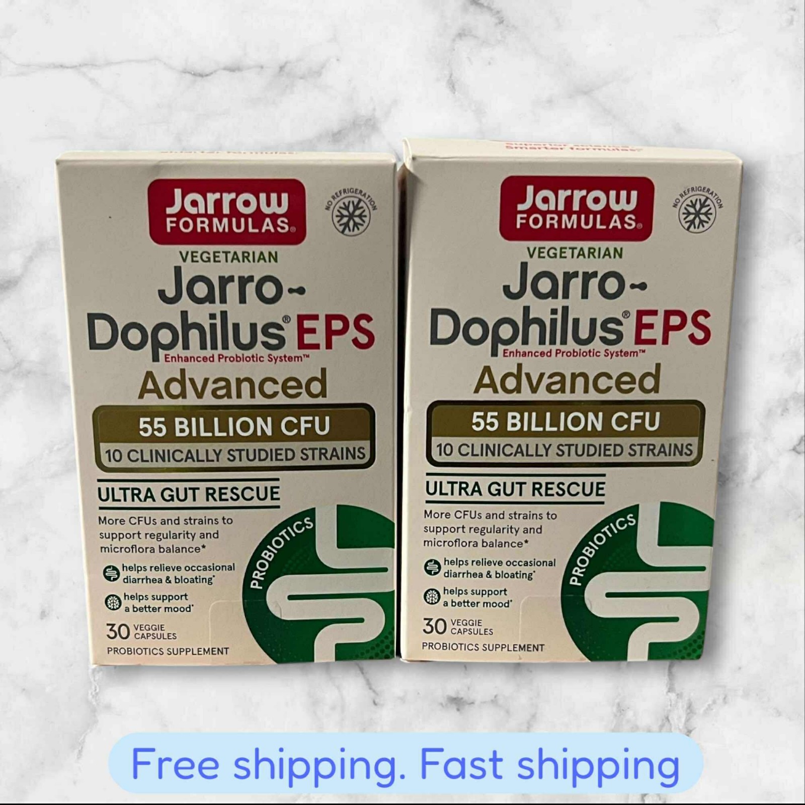 LOT OF 2 JARROW VEGETARIAN DOPHILUS EPS ADVANCE 55 BILLON PROBIOTICS 30ct 2026+