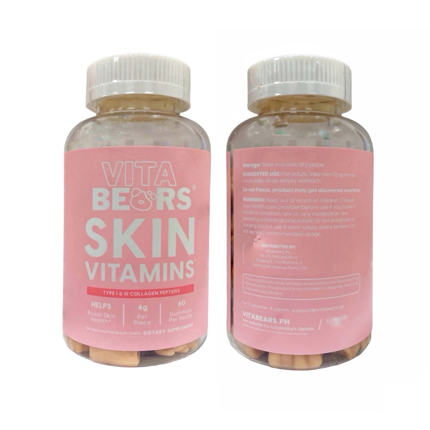 VitaBears SKIN Vitamins Type 1 & 3 Collagen Peptides – 60 Gummies