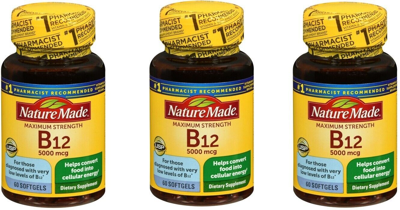 Nature Made Vitamin B-12 5000mcg Max Softgel 60ct (3 Pack)