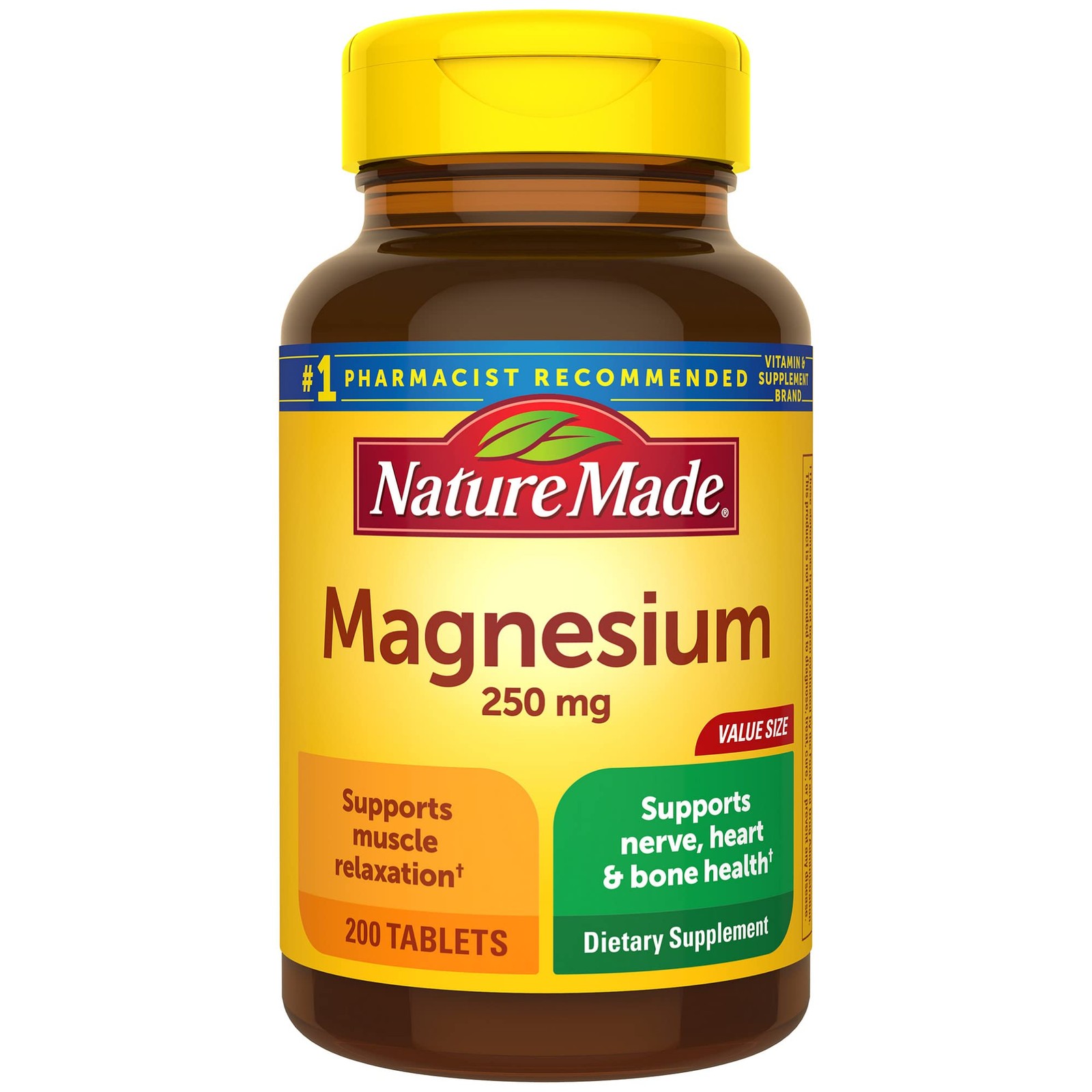 Nature Made Magnesium Oxide 250mg for Muscle Heart Bone Nerve Supports 200 Tabs