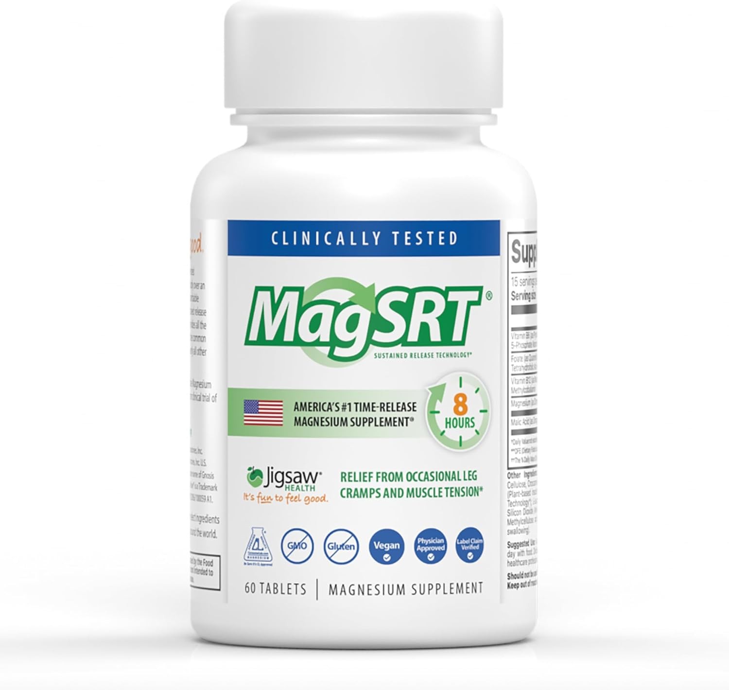 Jigsaw Health MagSRT | Magnesium Supplement with Vitamin 60 Count (Pack of 1)