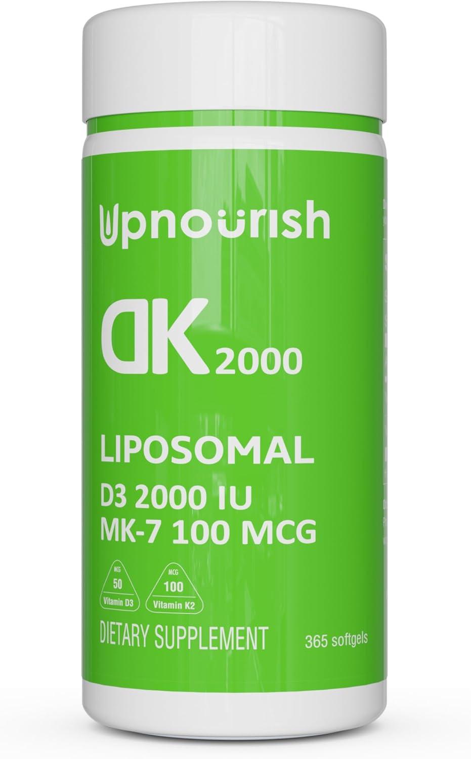 UpNourish Liposomal Vitamin D3 K2 2000 IU with K2 MK-7 100 mcg – 365 Vitamin D3