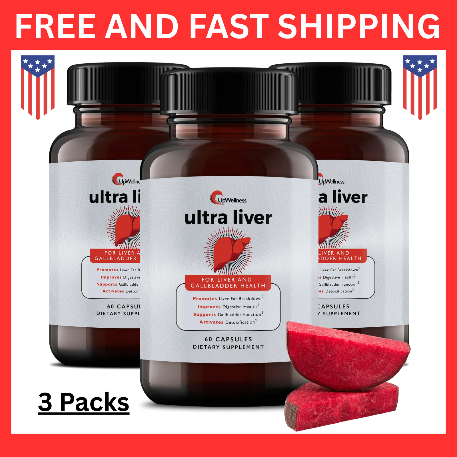 UpWellness Ultra Liver Supplement for Liver Health and Gallbladder Support 3pack