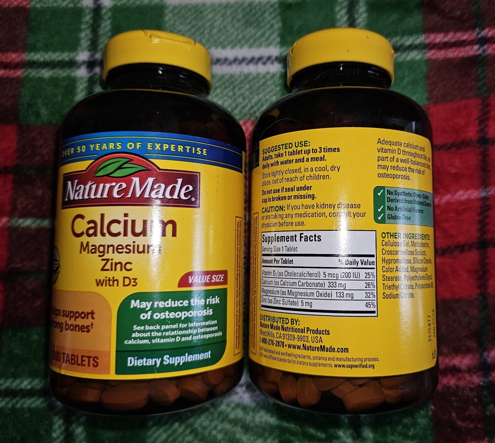 Nature Made Calcium Magnesium Zinc with Vitamin D3 300 Tablets Bone Health