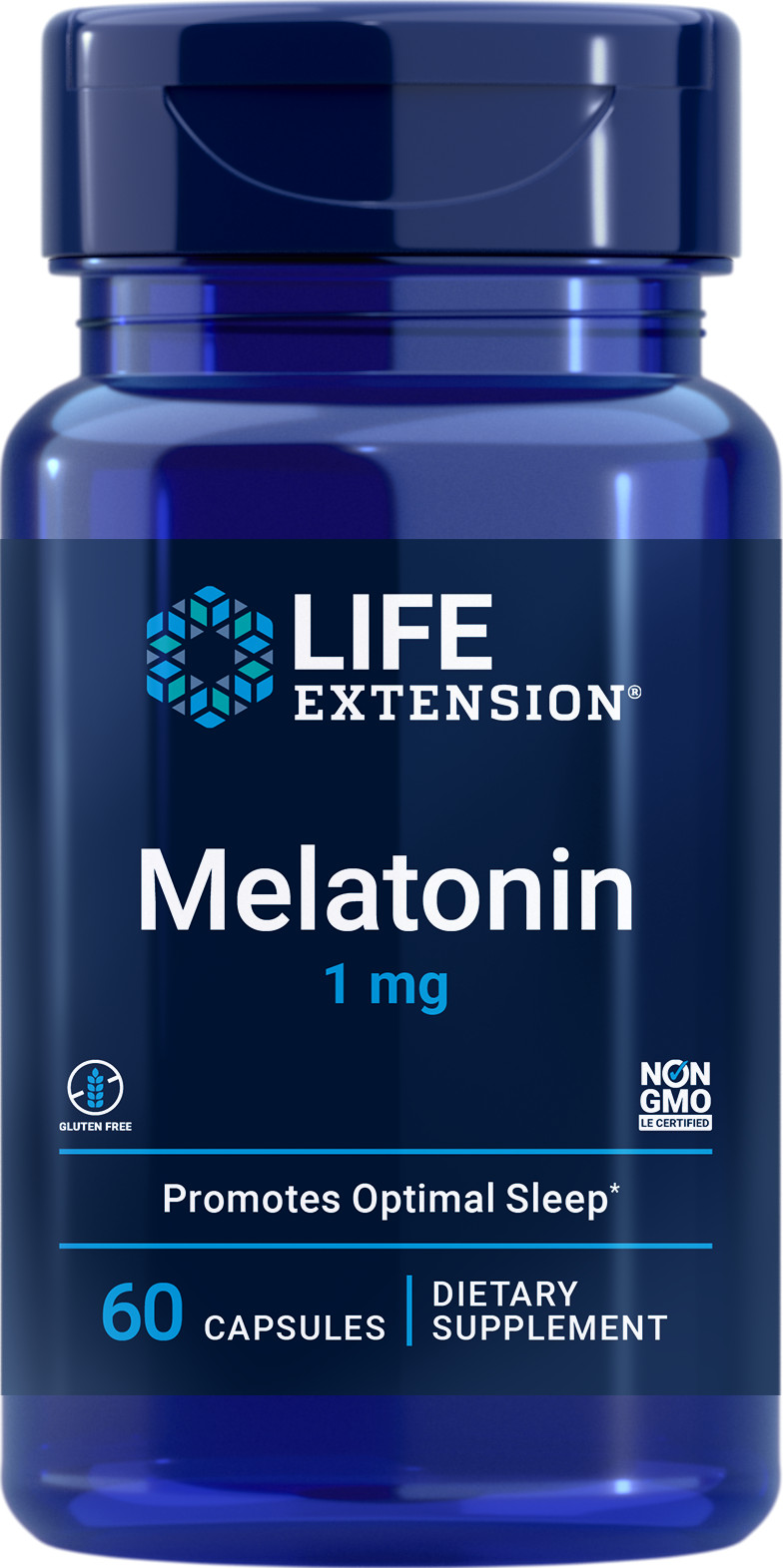 Life Extension Melatonin 1 mg for Optimal Sleep Supplement Aid 60 Capsules