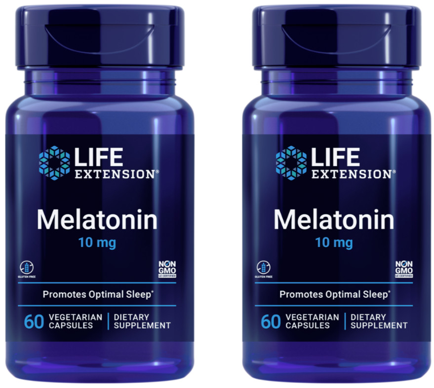 Lot of 2 Life Extension Melatonin 10mg Restful Sleep Immune Health 60 Veg Caps