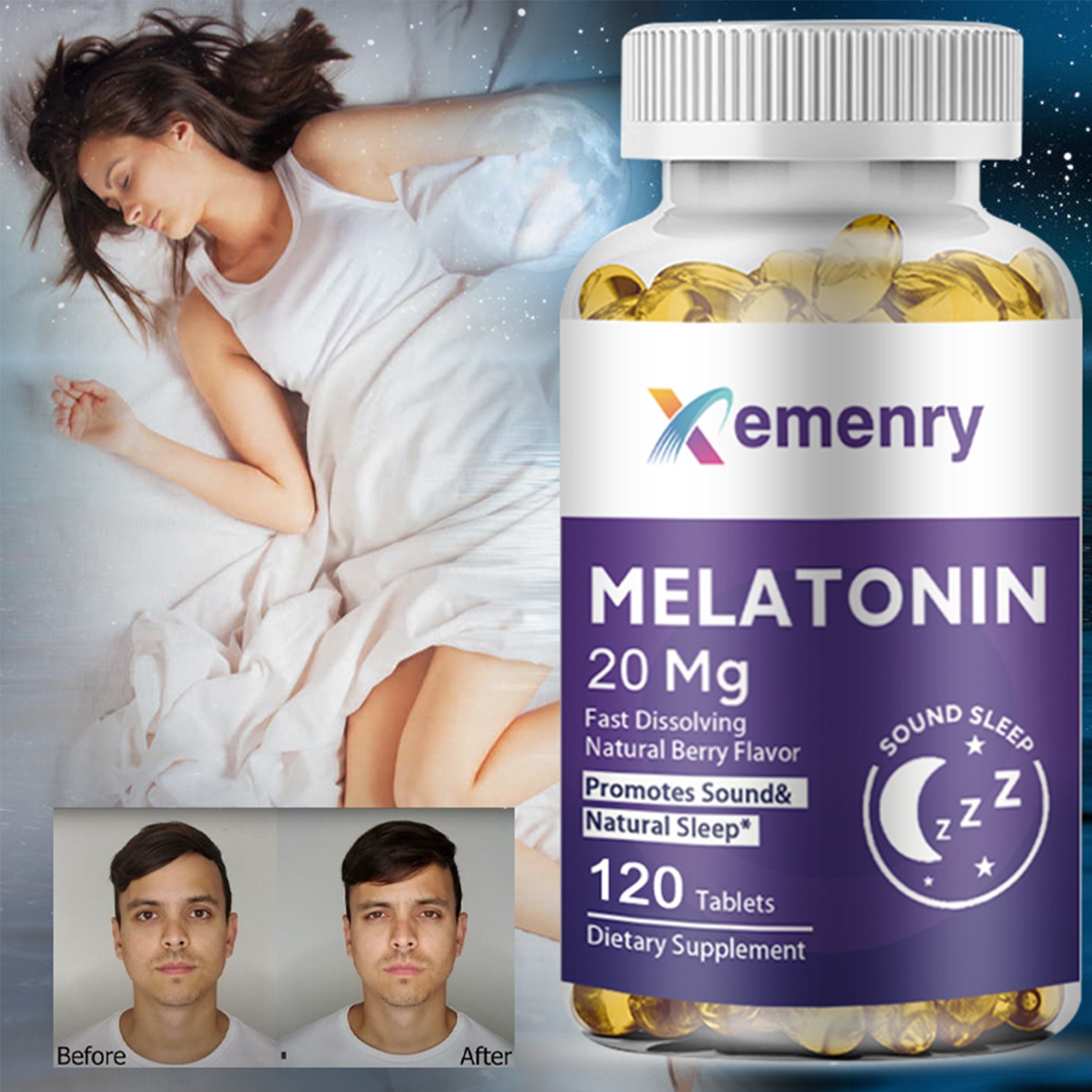 Melatonin 20mg Capsules – Help Sleep, Relieve Stress, Improve Sleep Quality