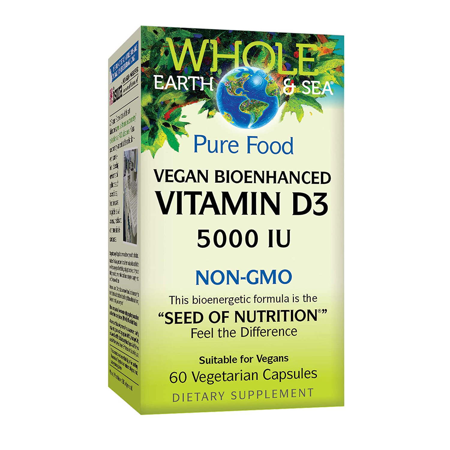 Natural Factors Whole Earth & Sea Vitamin D3 5000 IU, 60 Vegetarian Capsules