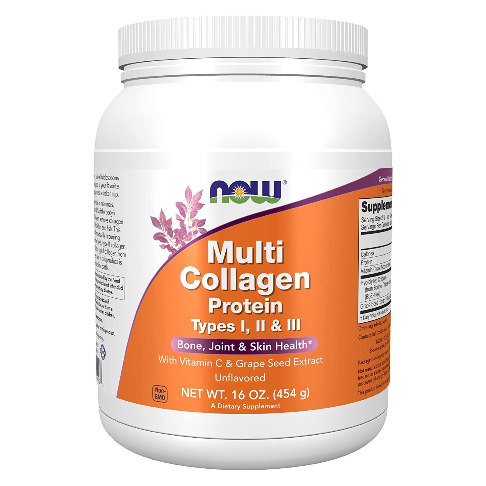 NOW FOODS Multi Collagen Protein Types I II & III Powder 16 oz