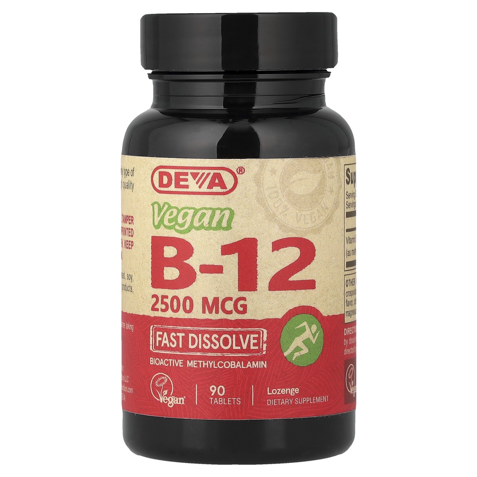Vegan B-12, Fast-Dissolve, 2,500 mcg, 90 Tablets