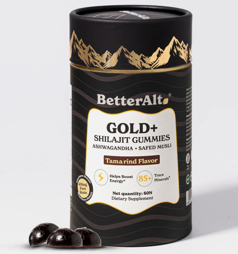 BetterAlt GOLD+ Shilajit Resin Gummies with Ashwagandha & Safed Musli Lab-Tested