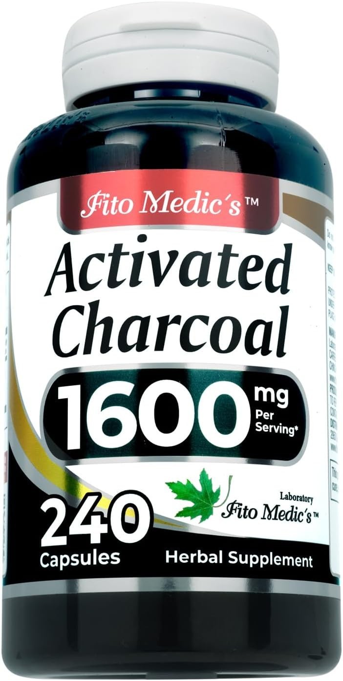 Activated Charcoal Vegan Capsules 1600mg 240 Absorbent Ultra high Absorption US.