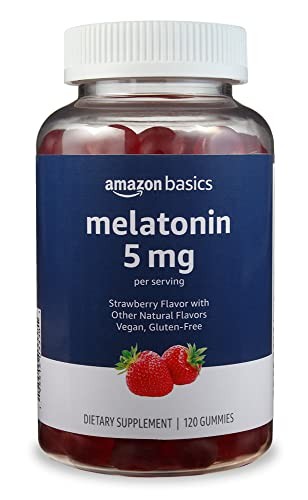 Amazon Basics Melatonin Gummies Strawberry Flavor 5 mg 120 Count (Prev Solimo)