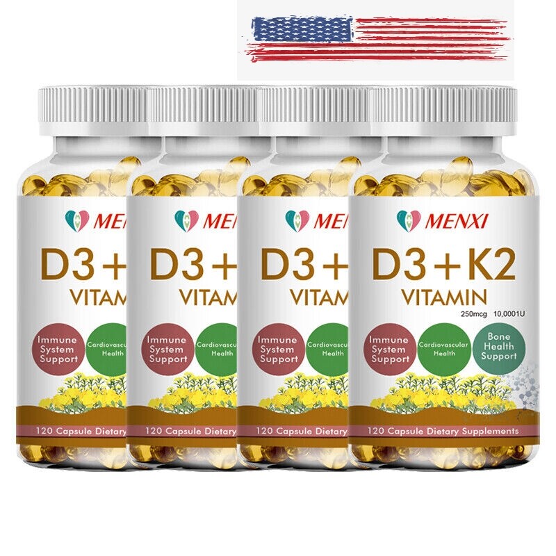 4 x 120 Caps Vitamin K2 (MK7) with D3 10000IU, BioPerine Capsules, Immune Health