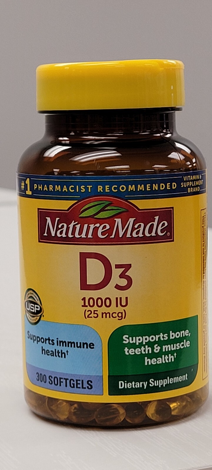 Nature Made Vitamin D3 Vitamin D 1000 IU 25 mcg 300 Softgels